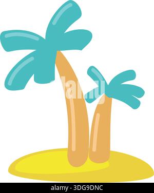 Cartoon island with palm tree vector beach icon Stock Vector