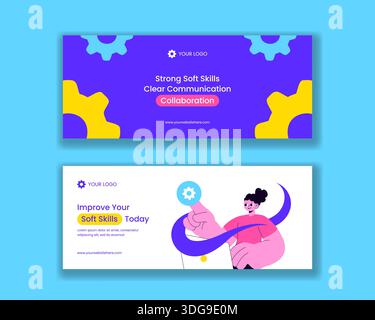 Soft Skills Horizontal Banner Flat Cartoon Hand Drawn Templates ...