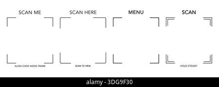 QR Code Scan Frame Interface Icons Set Stock Vector