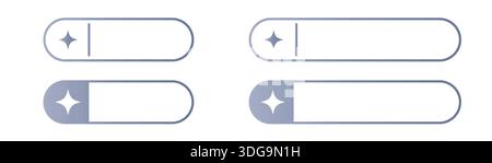 Artificial intelligence search bars with star symbols. Minimal AI assistant interface elements for smart search, generative technology and intuitive Stock Vector