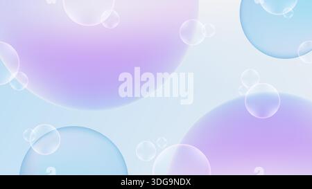 abstract fluid spheres purple and blue pastel bubble background with soft ethereal gradient for modern minimalist design Stock Vector