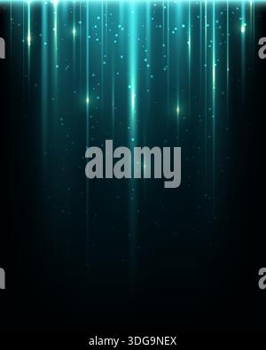 abstract digital technology background ethereal blue light streaks with glowing glitter particles and soft bokeh effect Stock Vector