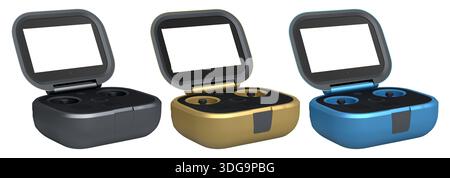 Flying photo and video yellow drone remote on white background. 3D rendering of device for delivery or aerial photography Stock Photo