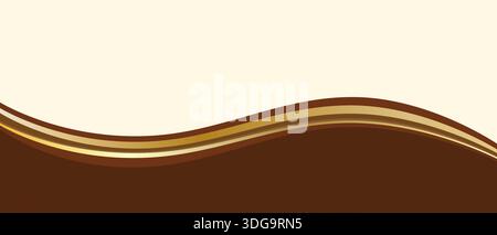 Template cover or packaging design featuring flowing waves in beige and gold tones. Blank space for text. Chocolate banner. Vector illustration Stock Vector