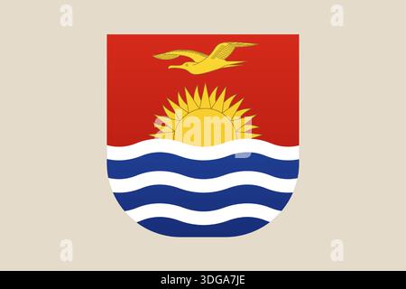 National Coat of Arms of Kiribati with frigatebird and rising sun, a patriotic vector symbol from Oceania.. Stock Vector
