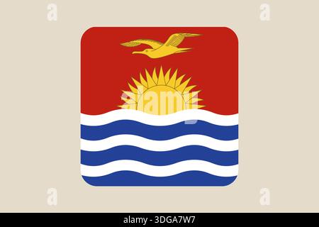 Kiribati National Flag vector illustration designed as a modern rounded web button, an official patriotic symbol on an isolated background.. Stock Vector