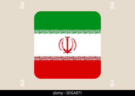 National flag of Iran as a rounded square vector icon, a symbol for patriotic and governmental representation.. Stock Vector