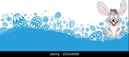 Easter frame with rabbit, element for design, vector illustration Stock Vector