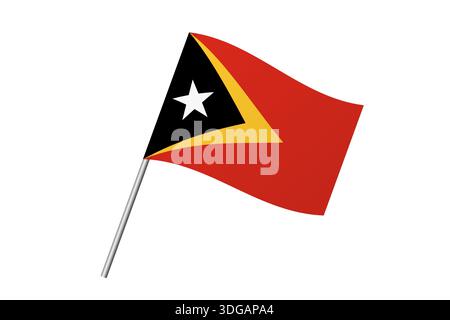 East Timor flag - wavy stick flag of country, cultural identity and heritage. Represents national pride and unity. Vector flag isolated on white background. Stock Vector