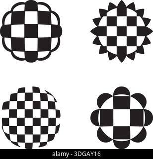 Checkered Geometric Abstract Silhouette and Vector Set for Graphic Design Stock Vector