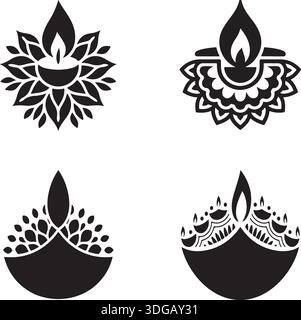 Mandala Floral Ornament Silhouette and Vector Set for Creative Decoration Designs Stock Vector