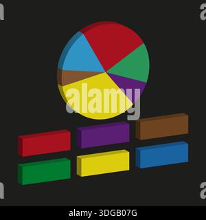 Data chart icon. Business Vector graph. Financial statistics symbol. Professional dark black background area. EPS 10. Stock Vector