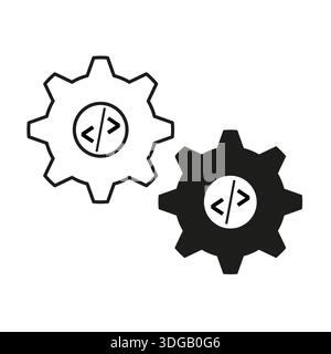 Programming gear icon. Software code Vector. Development process symbol. Technical professional engineering emblem. EPS 10. Stock Vector