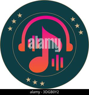 Modern headphone music colorful logo design Stock Vector