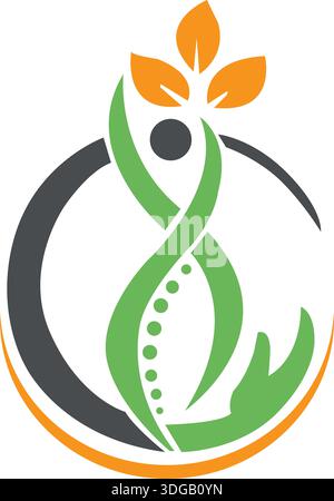 Simple Human Leaf Logo Design head on flower Stock Vector