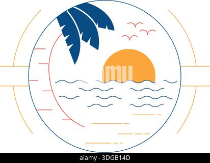 Natural beach logo template design emblem vector Stock Vector