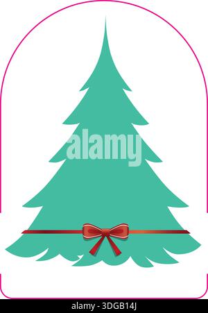Simple green Christmas tree with gift box logo design Stock Vector