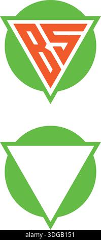 Triangle and Circle Design Logo Black Green Stock Vector