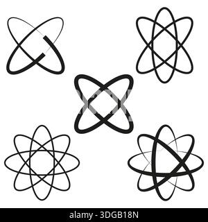 Atom icon set collection. Science symbol Vector. Molecule physics sign. Abstract research graphic element bundle. EPS 10. Stock Vector