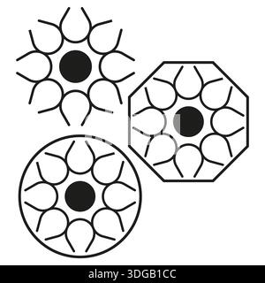 Mandala icon set collection. Floral ornament Vector. Nature flower sign. Decorative blossom graphic element bundle. EPS 10. Stock Vector