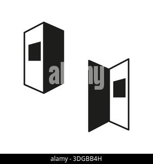 Open door icon. 3D folder vector. Standing book symbol. Entrance gate sign. EPS 10. Stock Vector