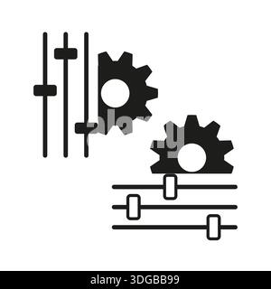 Settings gear icon. Control slider vector. Config tool symbol. Adjust level sign. EPS 10. Stock Vector