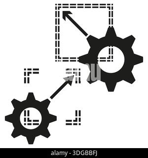 Technical gear icon. Engineering scale symbol. Arrow dimension Vector. Mechanism plan. EPS 10. Stock Vector