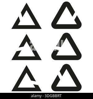 Triangle loop icon set. Impossible shape art. Delta logo Vector. Infinity geometry sign. EPS 10. Stock Vector