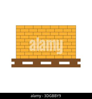 Brick pallet icon. Construction load Vector. Building material stack. Industrial cargo. EPS 10. Stock Vector