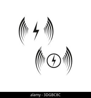 Electric signal icon. Wireless power vector. Lightning bolt wave. Energy flash symbol. EPS 10. Stock Vector