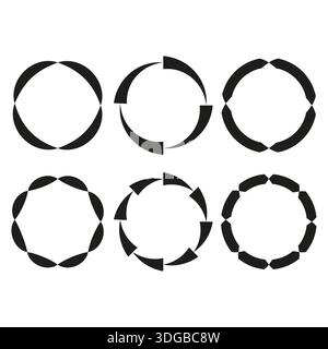 Segment circle set. Loading ring icon. Buffering wheel Vector. Round chart part. EPS 10. Stock Vector
