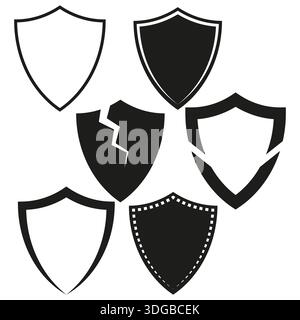 Shield guard icon. Security defense set. Protect armor Vector. Safety barrier sign. EPS 10. Stock Vector