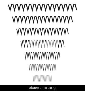Spiral spring icon. Coil wire vector. Metal helix shape. Elastic part symbol. EPS 10. Stock Vector