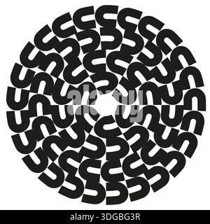 Horseshoe circle pattern. Magnet round texture. U shape Vector. Geometric rotation ring. EPS 10. Stock Vector