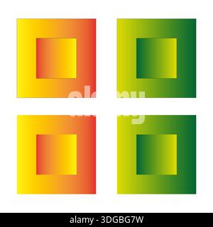 Square frame set. Gradient box art. Colorful border Vector. Button shape block. EPS 10. Stock Vector