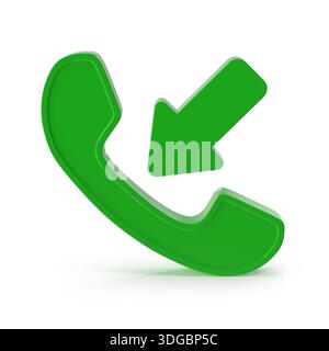 Incoming call icon green phone with arrow Stock Photo