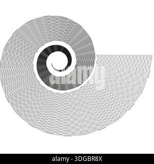 Spiral shell icon. Wireframe snail vector. Nautilus line art. Abstract curve shape. EPS 10. Stock Vector