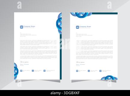 Letterhead design template, elegant black and blue letterhead template design, modern Corporate business letterhead design, Vector eps 10 Stock Vector