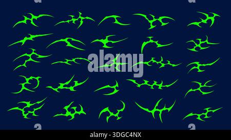 Set of neo tribal abstract shapes vector design for custom tattoo and gothic dark wear template assets element Stock Vector