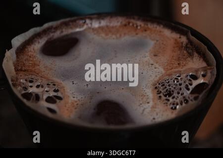 Close-up of Coffee Brewing Process Stock Photo