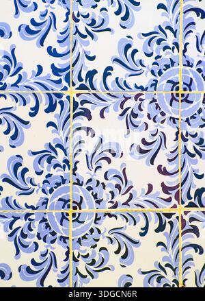 Blue and white tiles. Stock Photo