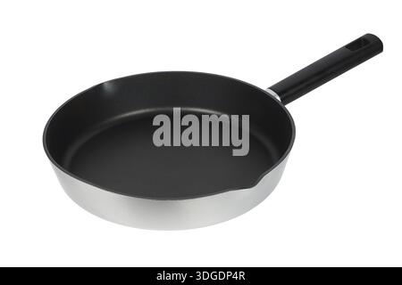 Black frying pan isolated on white background Stock Photo