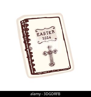 Easter 2026 Bible study notebook motif for journaling and church announcement card picture. Flat isolated vector design for christian faith based Stock Vector