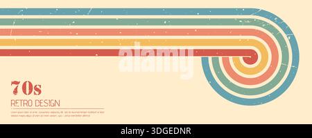 Stripe rainbow groovy. Vintage inspired abstract design for poster. Dynamic wavy lines and retro artistic vibe. Vector illustration Stock Vector