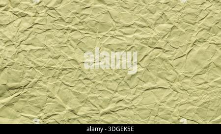 Crumpled Yellow Paper Texture with Wrinkles and Creases Abstract Background Stock Photo