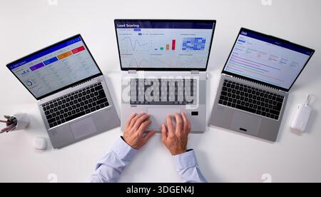 Top CRM Software Manager Protecting Business Sales And Marketing Dashboards Stock Photo