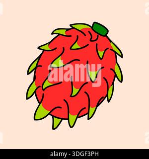 An illustration of single dragon fruit. Stock Vector