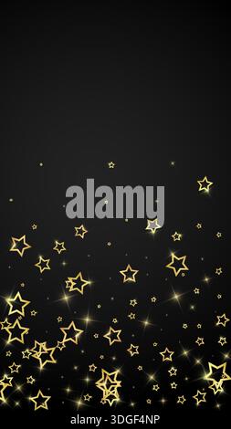 Christmas stars vector overlay. Magic stars luxury sparkling confetti. Christmas spirit. Festive stars vector illustration on black background. Stock Vector