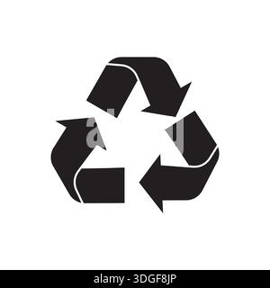 recycle symbol vector silhouette icon on white background Stock Vector