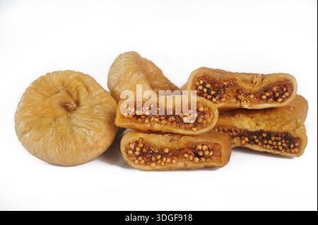 Dried figs on white background Stock Photo